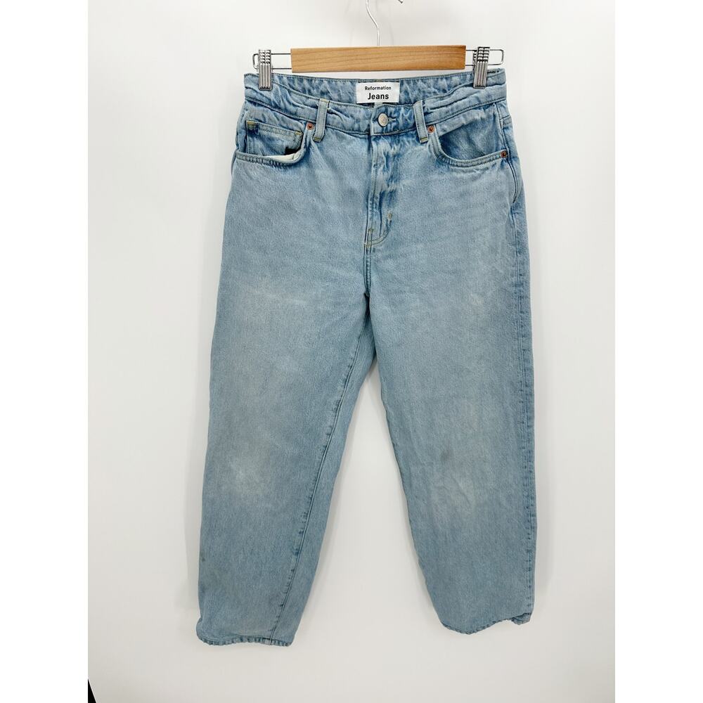 Reformation Preston Baggy High Rise Cuffed Lovell Blue Straight Jeans Women's 26